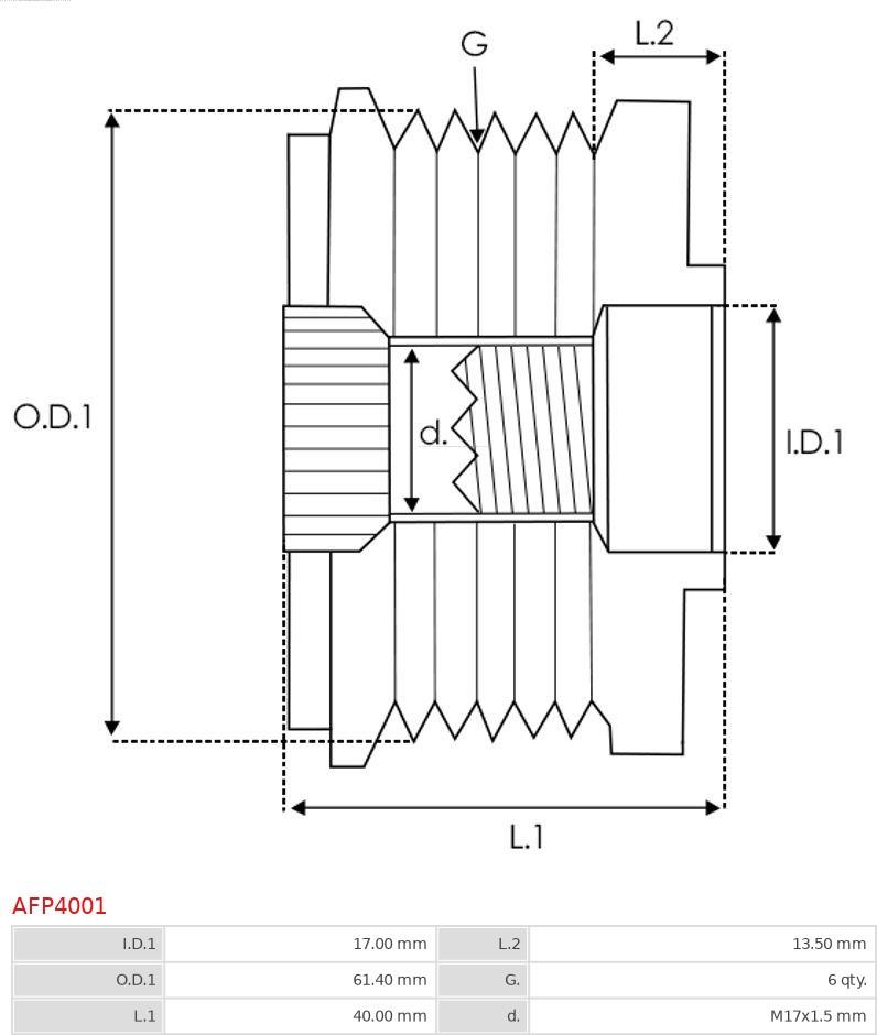 AS-PL AFP4001 - Remskiva, generator xdelar.se