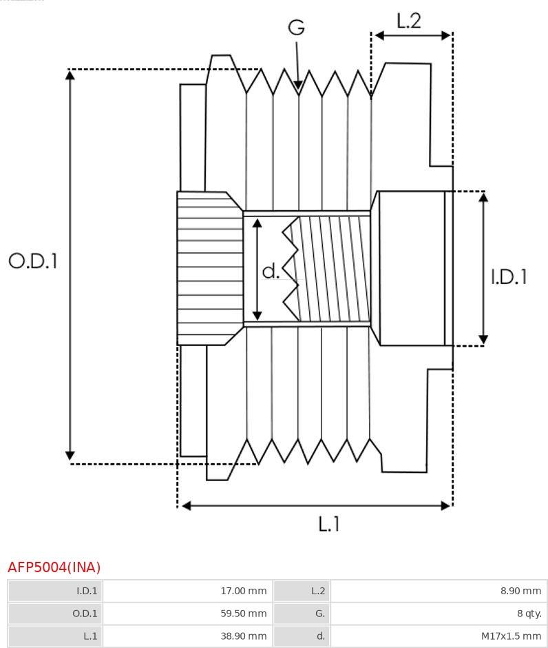 AS-PL AFP5004(INA) - Remskiva, generator xdelar.se