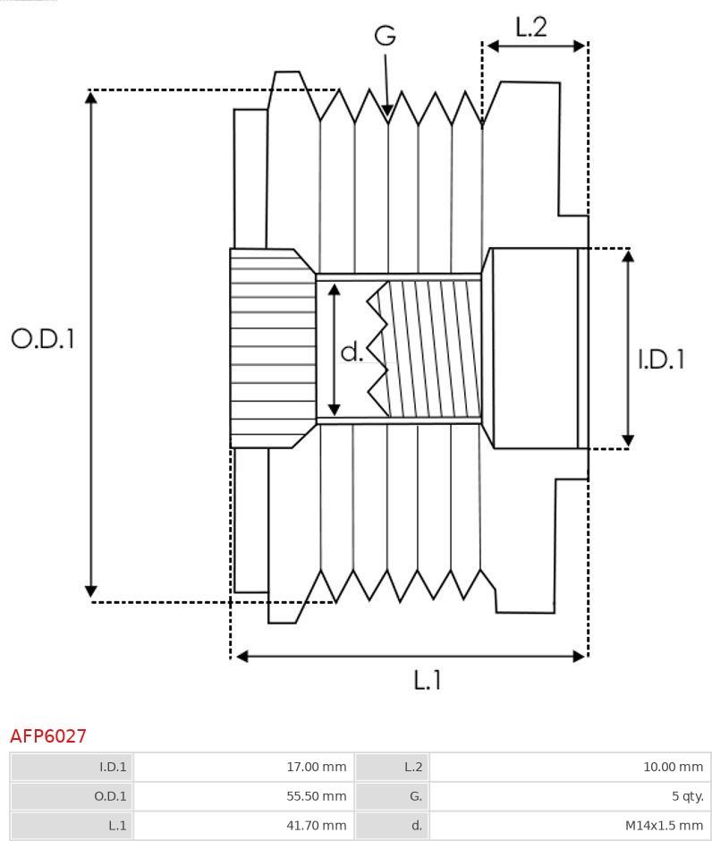 AS-PL AFP6027 - Remskiva, generator xdelar.se