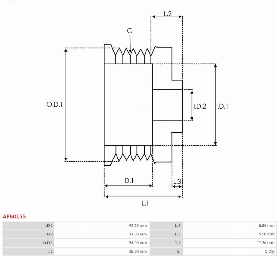 AS-PL AP6015S - Remskiva, generator xdelar.se