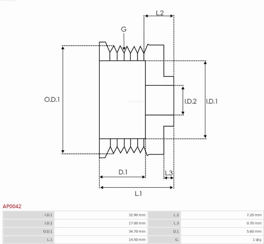 AS-PL AP0042 - Remskiva, generator xdelar.se