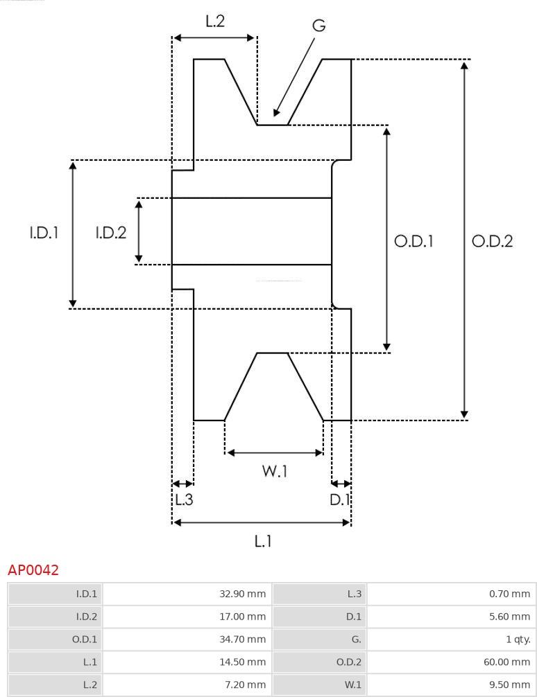 AS-PL AP0042 - Remskiva, generator xdelar.se