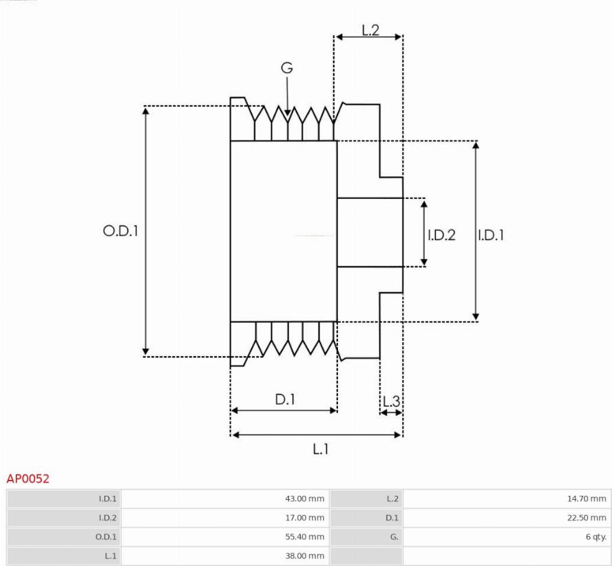 AS-PL AP0052 - Remskiva, generator xdelar.se