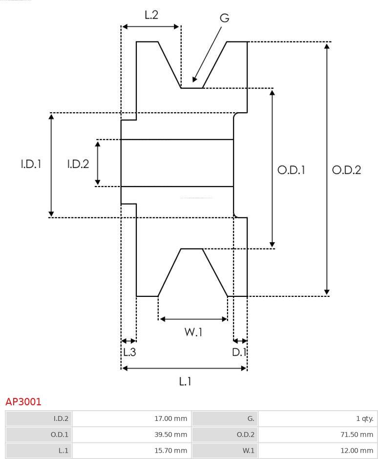 AS-PL AP3001 - Remskiva, generator xdelar.se