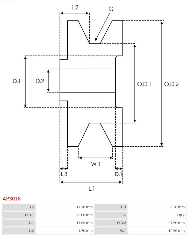 AS-PL AP3016 - Remskiva, generator xdelar.se