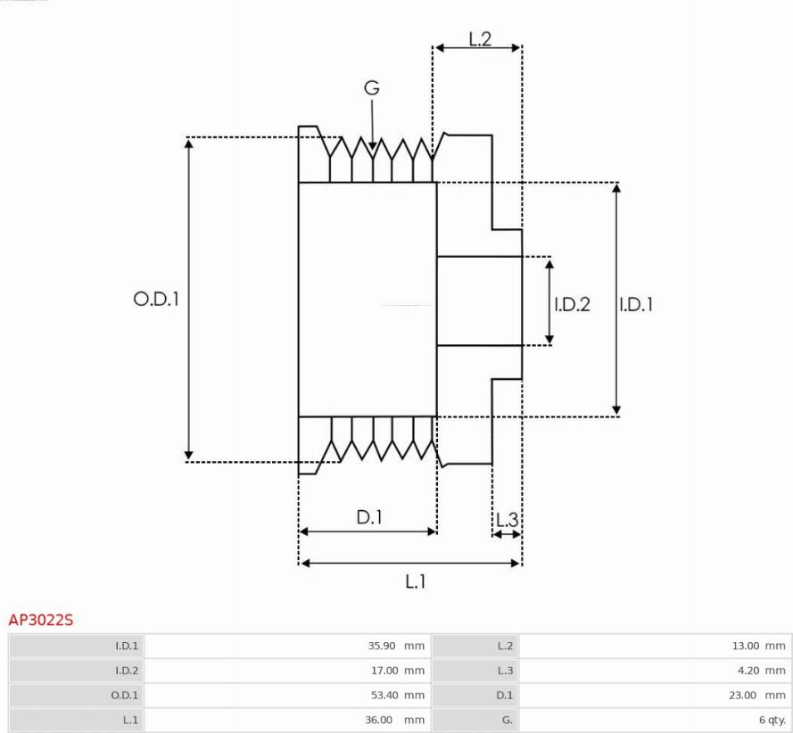 AS-PL AP3022S - Remskiva, generator xdelar.se