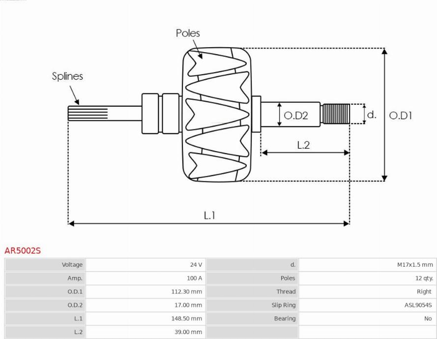 AS-PL AR5002S - Rotor, generator xdelar.se