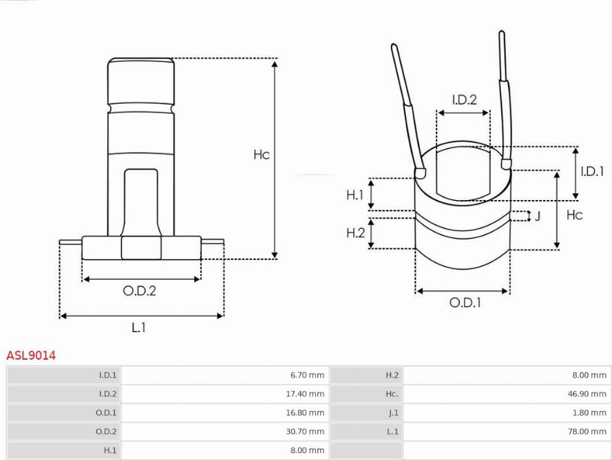 AS-PL ASL9014 - Släpring, generator xdelar.se