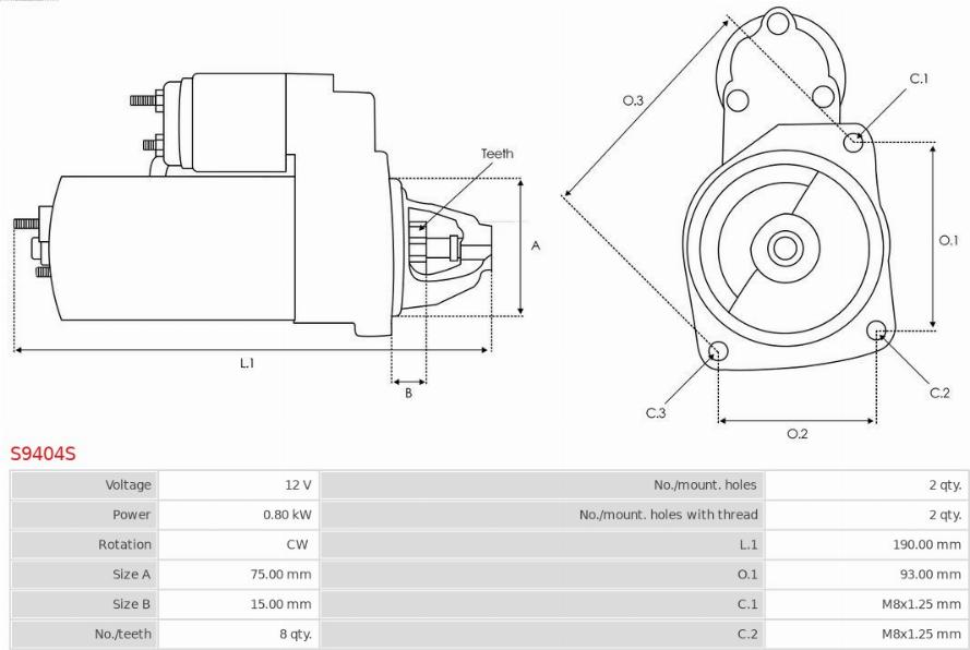 AS-PL S9404S - Startmotor xdelar.se