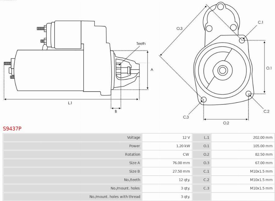 AS-PL S9437P - Startmotor xdelar.se