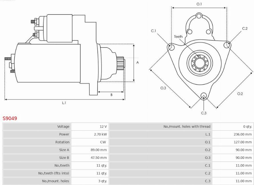 AS-PL S9049 - Startmotor xdelar.se