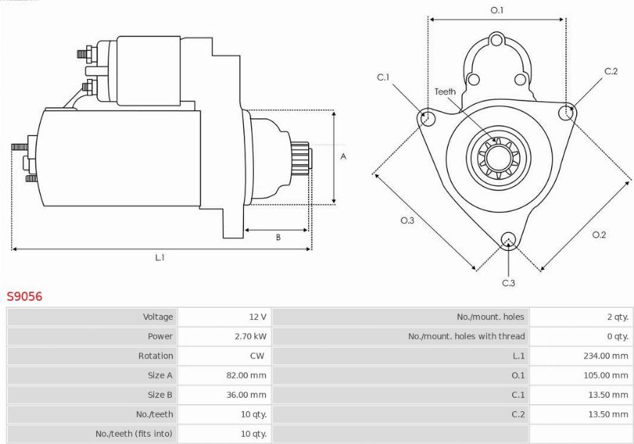 AS-PL S9056 - Startmotor xdelar.se