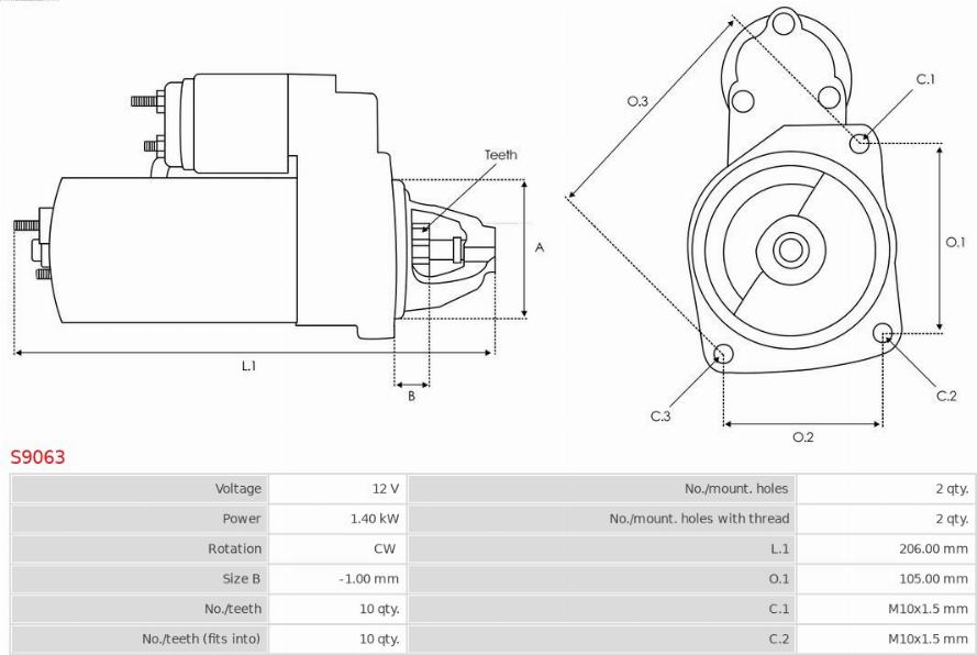 AS-PL S9063 - Startmotor xdelar.se