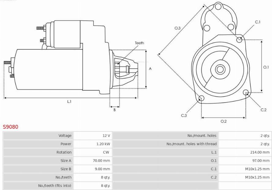 AS-PL S9080 - Startmotor xdelar.se