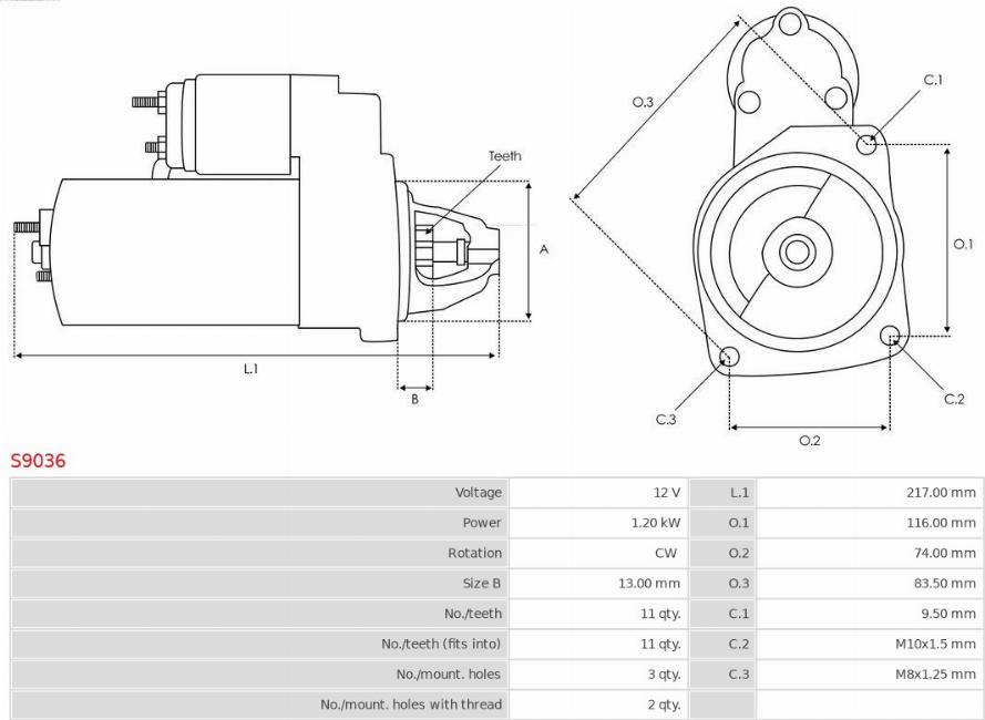 AS-PL S9036 - Startmotor xdelar.se