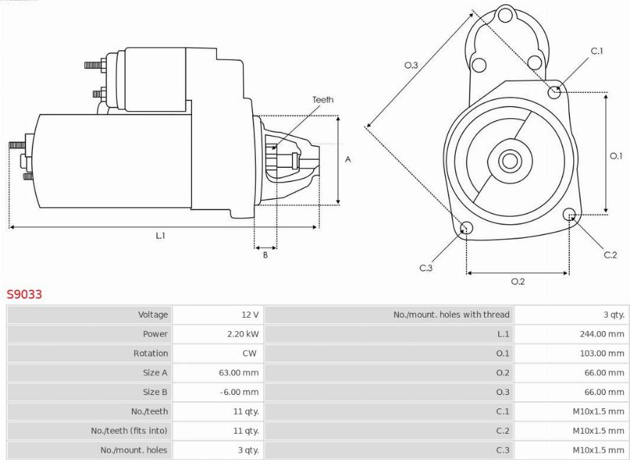 AS-PL S9033 - Startmotor xdelar.se