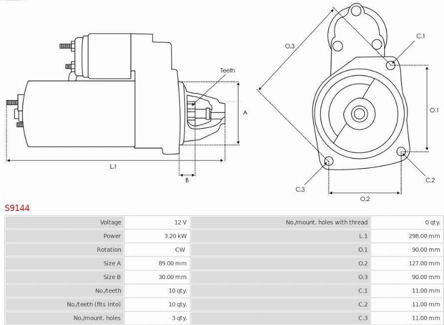 AS-PL S9144 - Startmotor xdelar.se