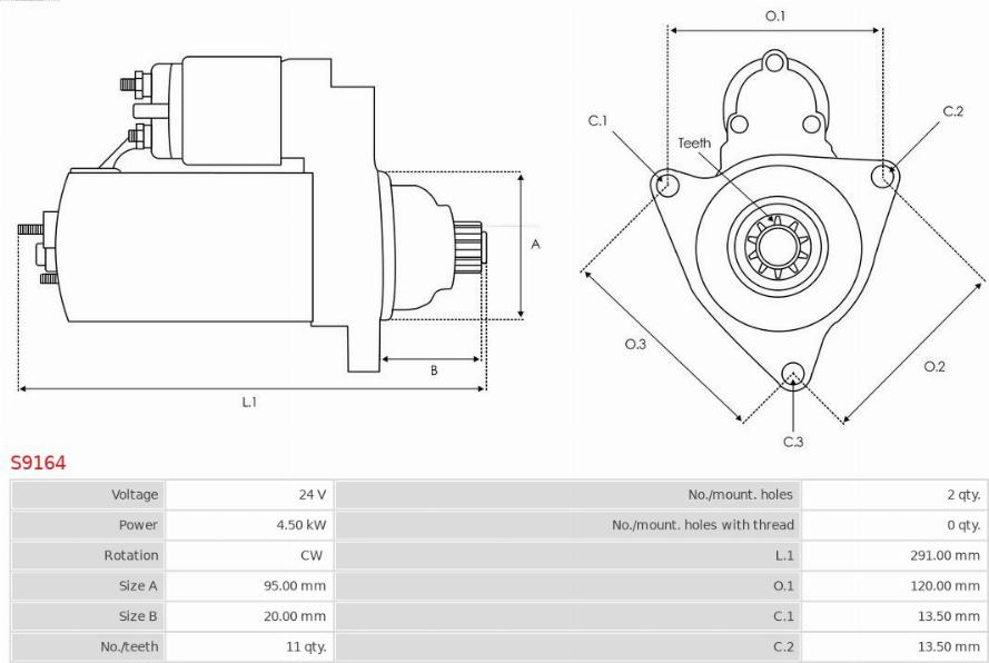 AS-PL S9164 - Startmotor xdelar.se