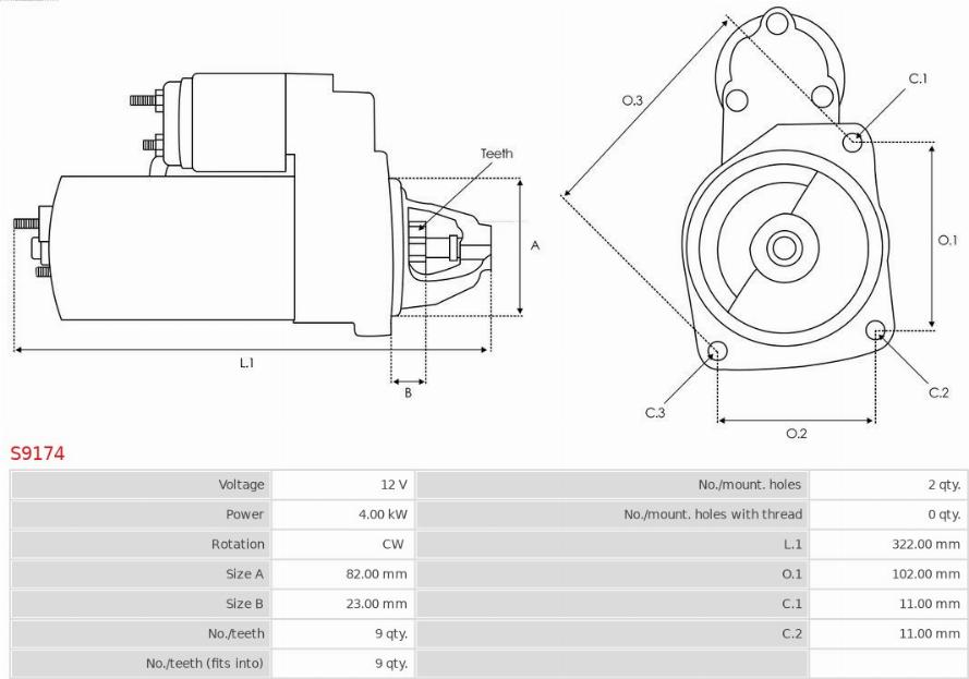 AS-PL S9174 - Startmotor xdelar.se