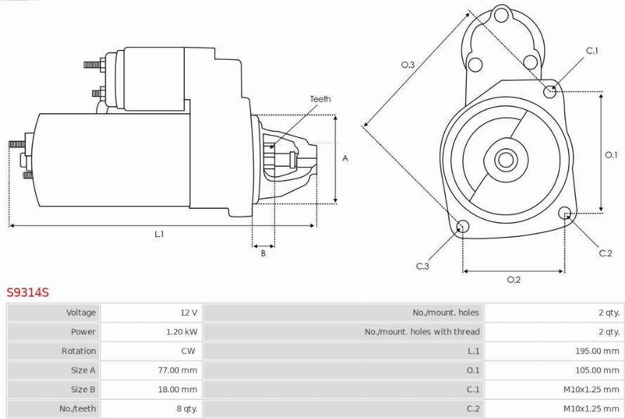 AS-PL S9314S - Startmotor xdelar.se