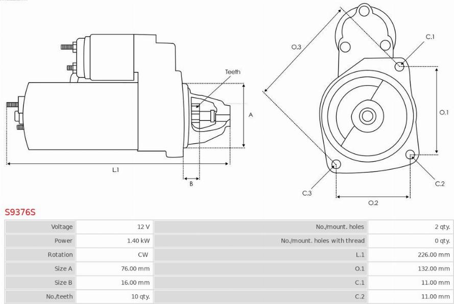 AS-PL S9376S - Startmotor xdelar.se