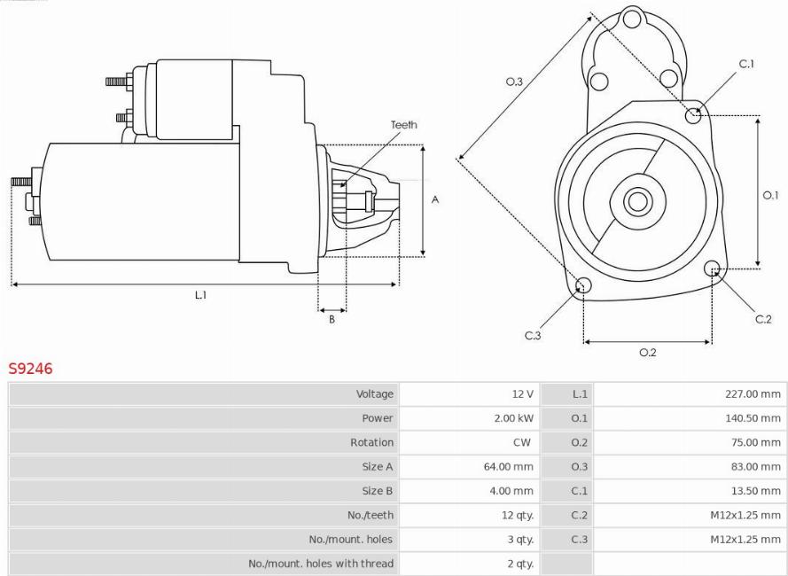 AS-PL S9246 - Startmotor xdelar.se