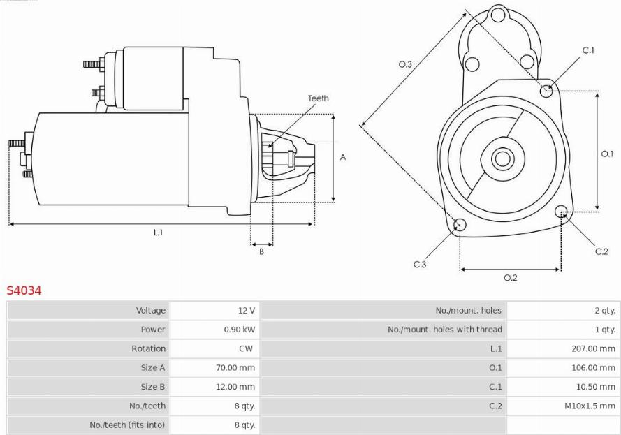 AS-PL S4034 - Startmotor xdelar.se