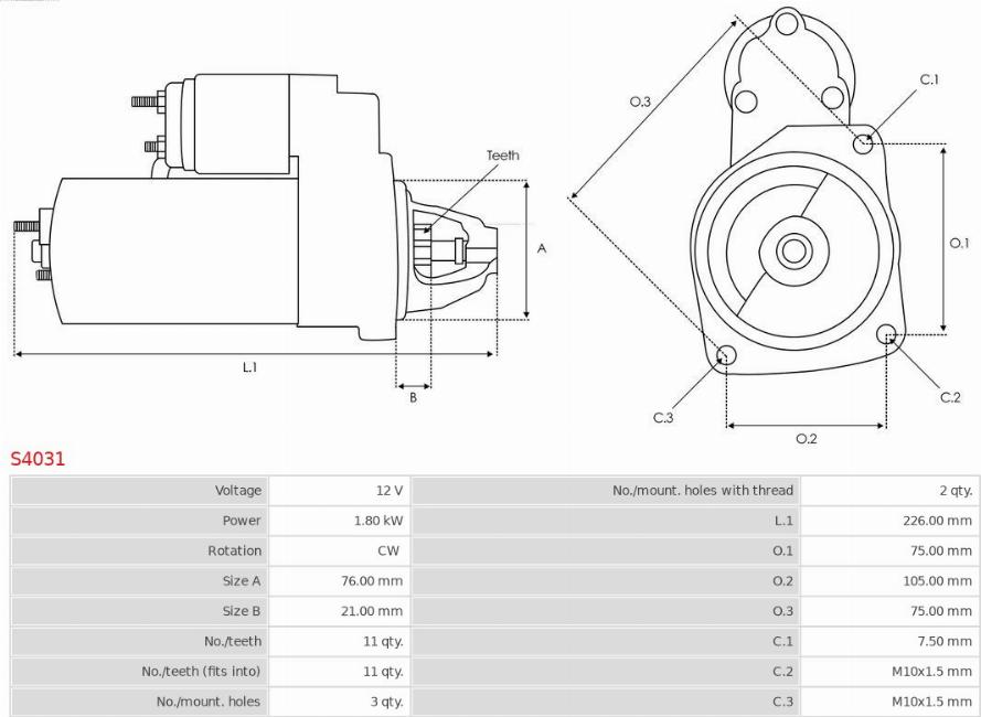 AS-PL S4031 - Startmotor xdelar.se