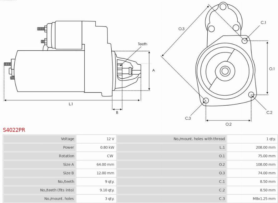 AS-PL S4022PR - Startmotor xdelar.se