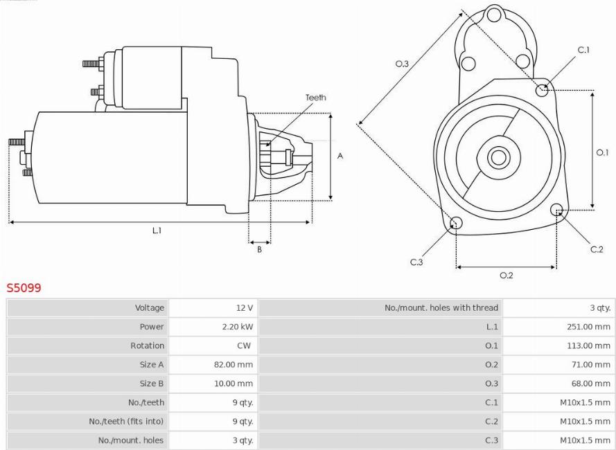 AS-PL S5099 - Startmotor xdelar.se