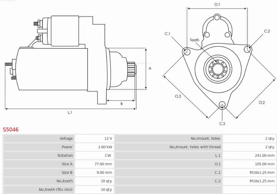 AS-PL S5046 - Startmotor xdelar.se