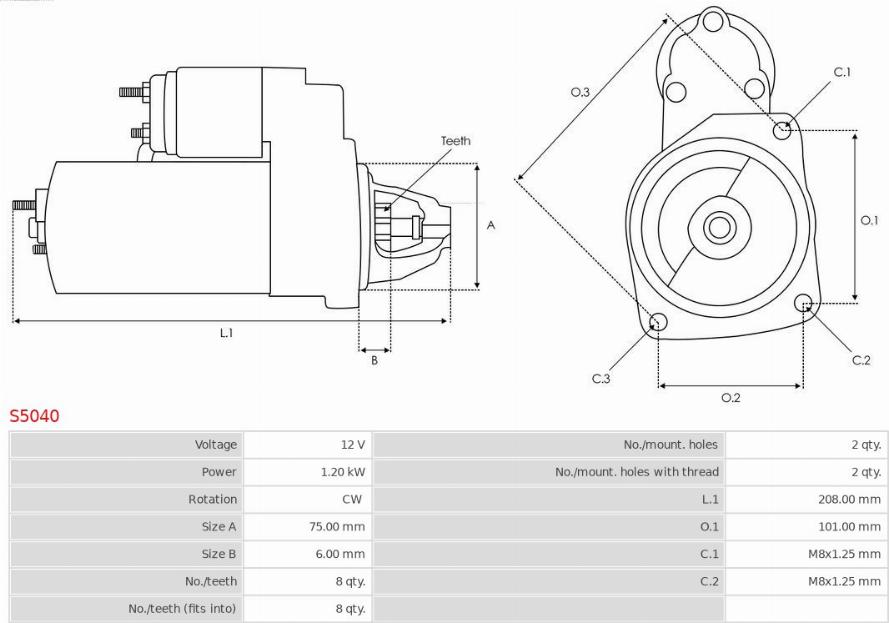 AS-PL S5040 - Startmotor xdelar.se