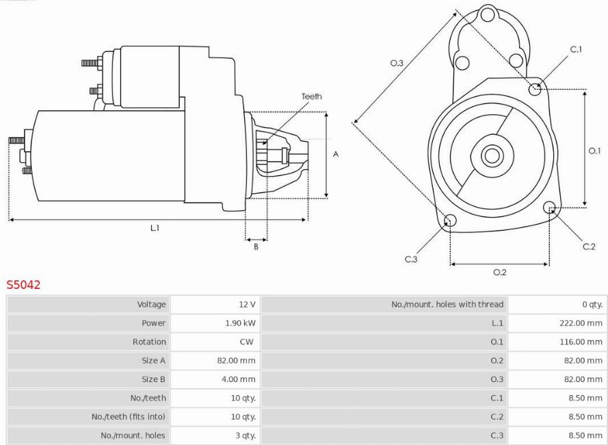 AS-PL S5042 - Startmotor xdelar.se