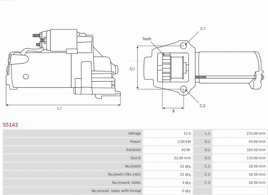 AS-PL S5143 - Startmotor xdelar.se