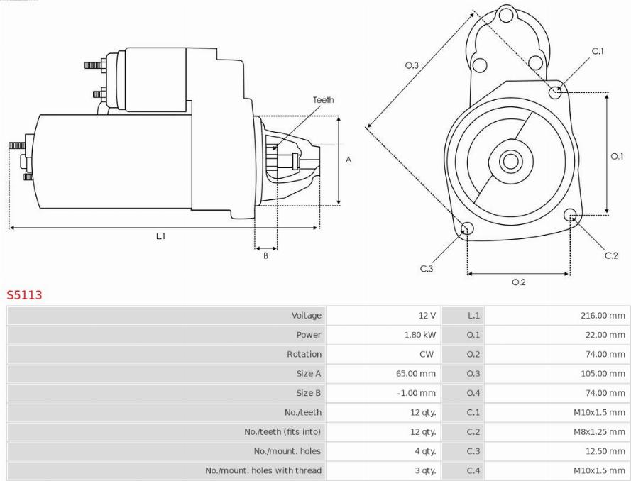 AS-PL S5113 - Startmotor xdelar.se