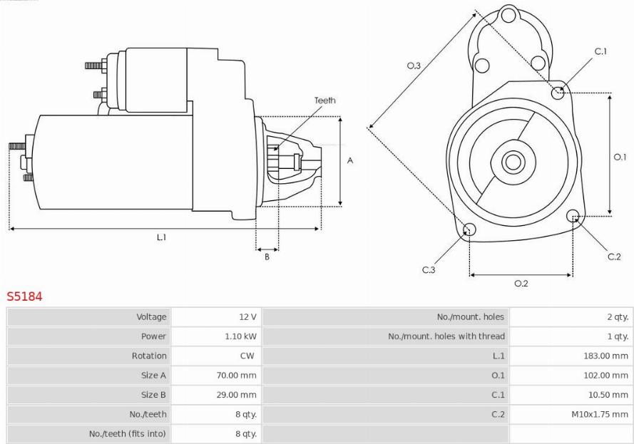 AS-PL S5184 - Startmotor xdelar.se