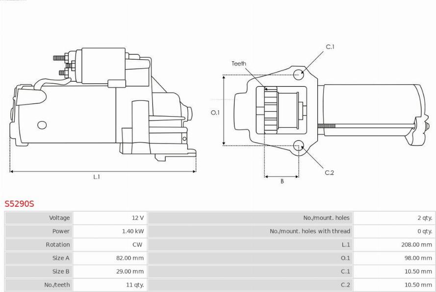 AS-PL S5290S - Startmotor xdelar.se