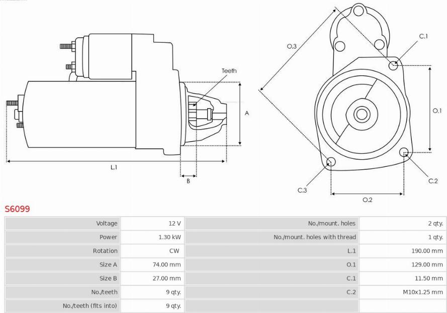 AS-PL S6099 - Startmotor xdelar.se