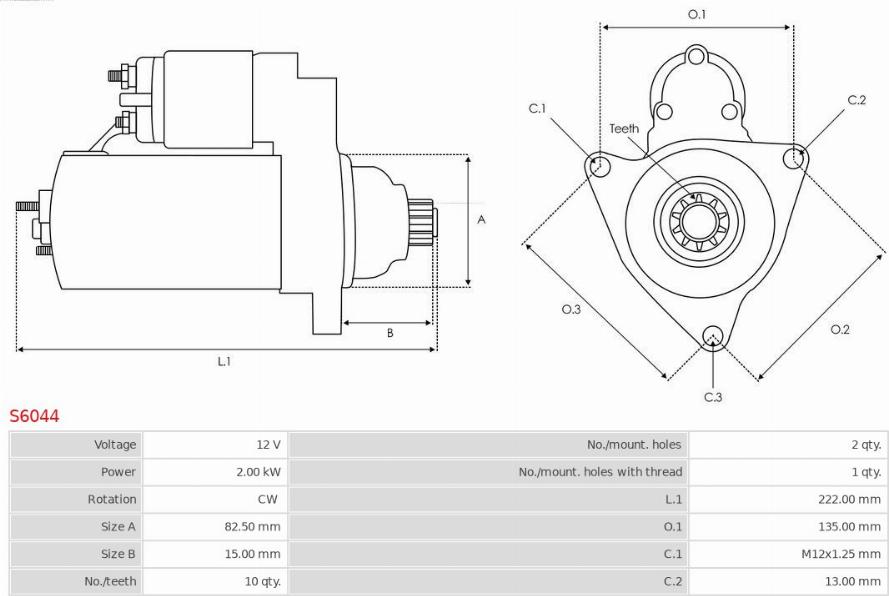 AS-PL S6044 - Startmotor xdelar.se