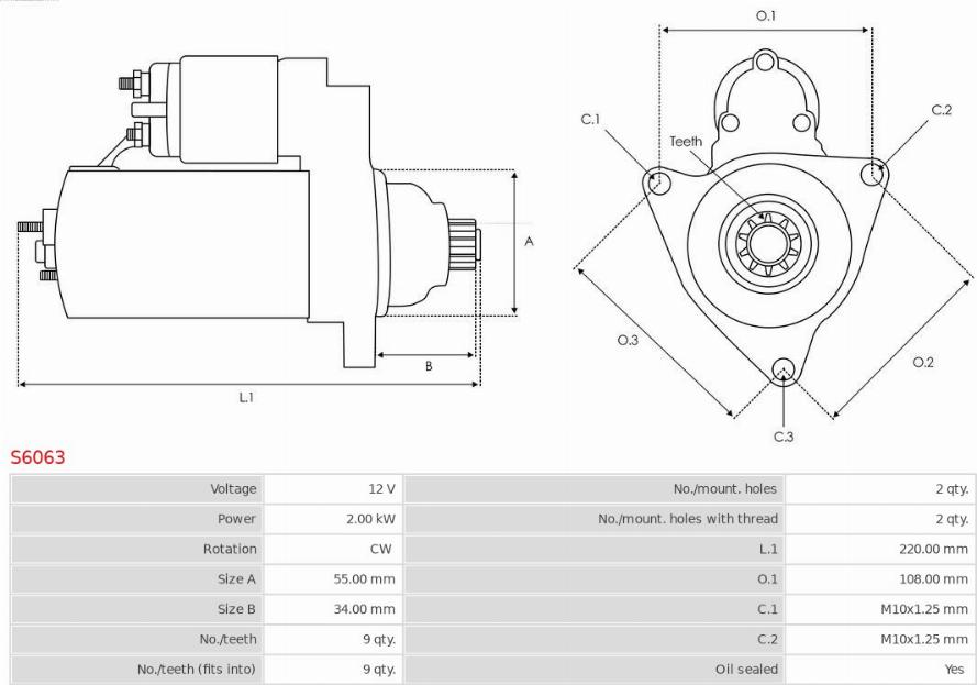 AS-PL S6063 - Startmotor xdelar.se