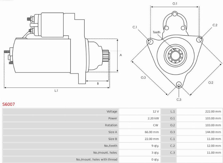 AS-PL S6007 - Startmotor xdelar.se