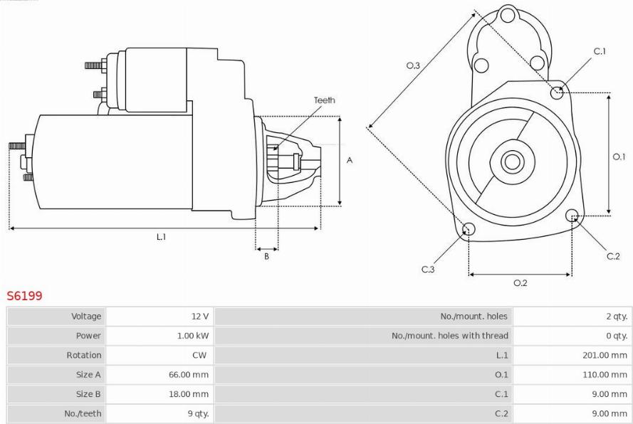 AS-PL S6199 - Startmotor xdelar.se