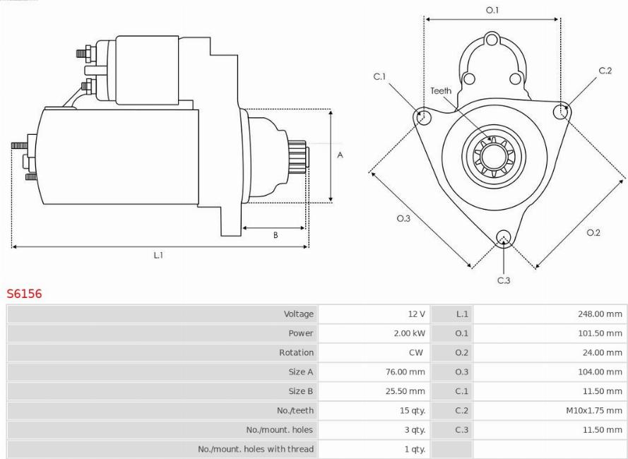 AS-PL S6156 - Startmotor xdelar.se