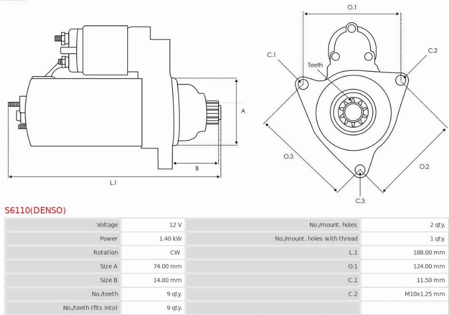 AS-PL S6110(DENSO) - Startmotor xdelar.se