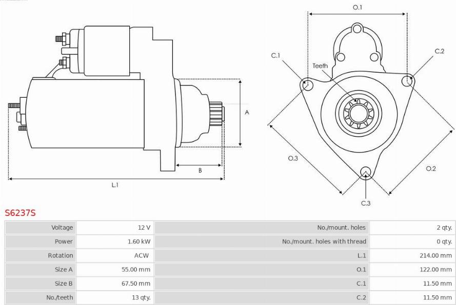 AS-PL S6237S - Startmotor xdelar.se