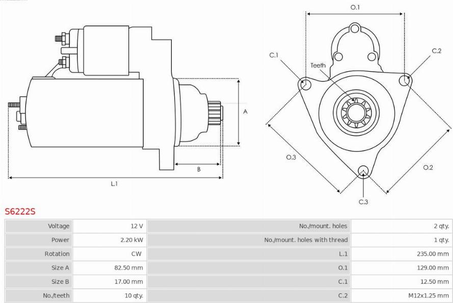 AS-PL S6222S - Startmotor xdelar.se