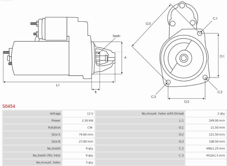 AS-PL S0454 - Startmotor xdelar.se