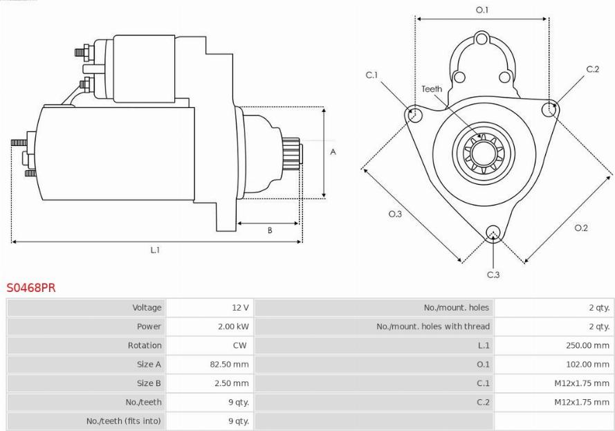 AS-PL S0468PR - Startmotor xdelar.se