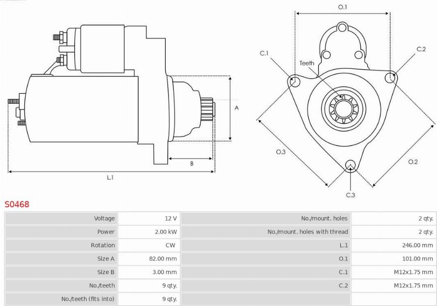 AS-PL S0468 - Startmotor xdelar.se