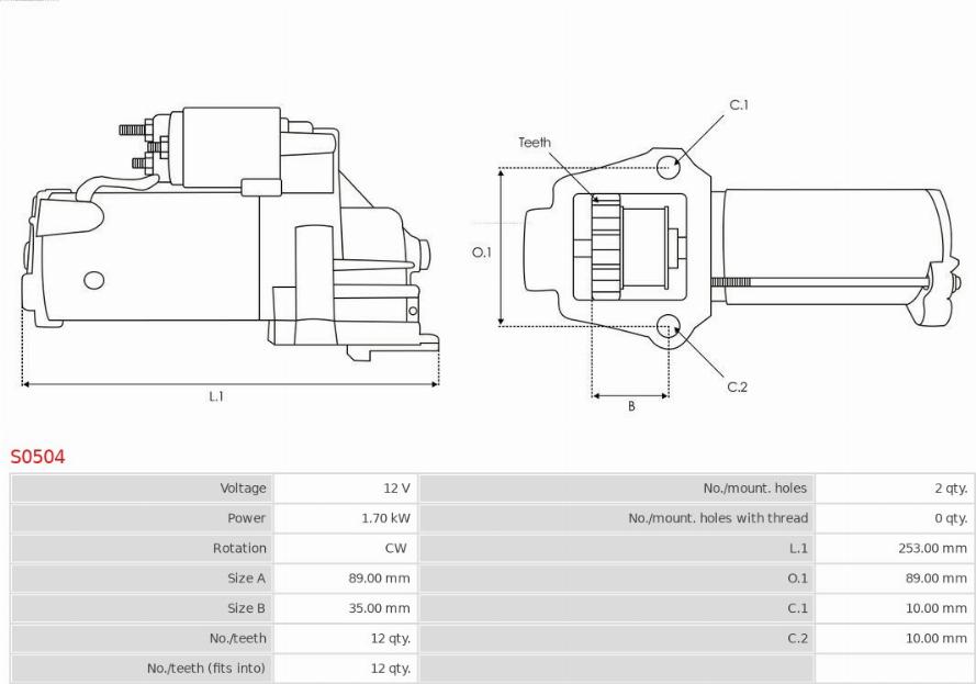 AS-PL S0504 - Startmotor xdelar.se